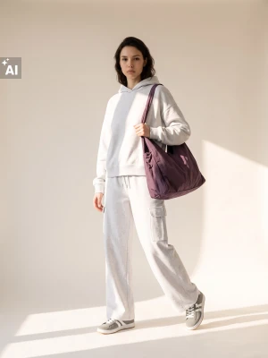 Sinsay - Spodnie dresowe wide leg z bawełną - szary