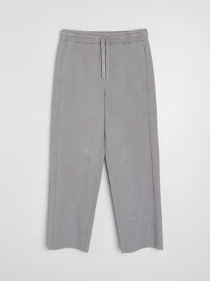 Sinsay - Spodnie dresowe wide leg z dzianiny terry - szary