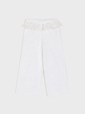 Sinsay - Spodnie dresowe wide leg z koronkową falbanką - szary