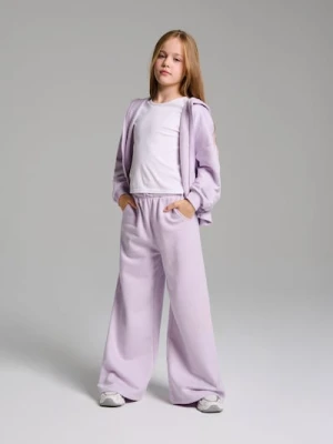 Sinsay - Spodnie dresowe wide leg z ozdobnymi dżetami - fioletowy