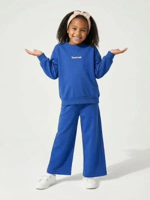 Sinsay - Spodnie dresowe wide leg z polarem - niebieski