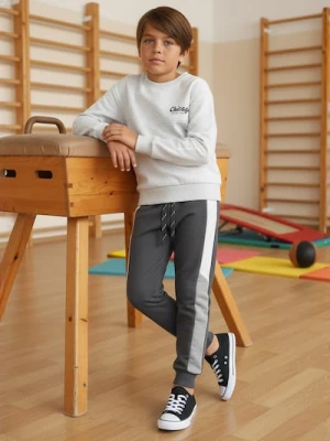 Sinsay - Spodnie dresowe z kolorowymi lampasami - szary