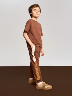 Sinsay - Spodnie dresowe z lampasami - brązowy