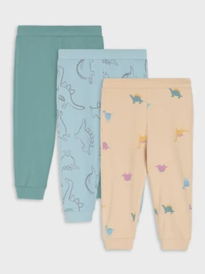 Sinsay - Spodnie dresowe z motywem dinozaurów 3 pack - błękitny