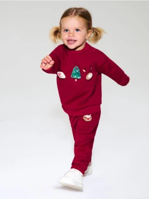 Sinsay - Spodnie dresowe z motywem świątecznym - czerwony