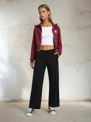 Sinsay - Spodnie dresowe z szerokimi nogawkami soft touch - czarny