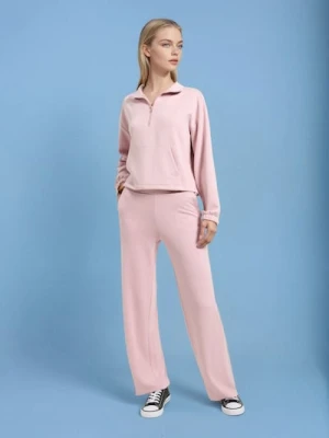 Sinsay - Spodnie dresowe z szerokimi nogawkami soft touch - różowy