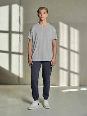 Sinsay - Spodnie dresowe ze ściągaczami - granatowy