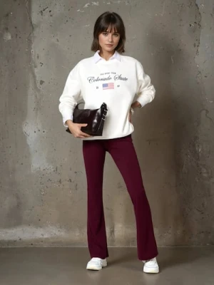 Sinsay - Spodnie dzwony casual - bordowy