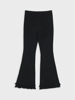 Sinsay - Spodnie dzwony z ozdobnymi falbanami - czarny