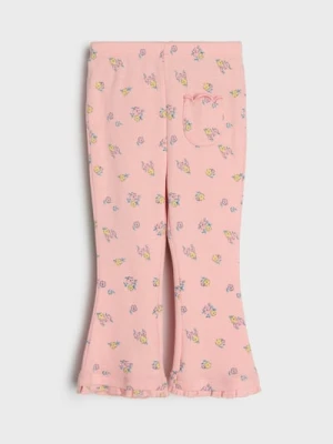 Sinsay - Spodnie dzwony z ozdobnymi falbankami - różowy