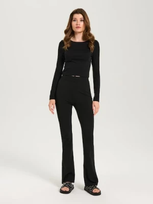 Sinsay - Spodnie flare - czarny