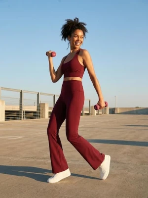 Sinsay - Spodnie flare Gym Hard - bordowy