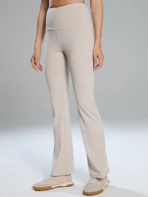 Sinsay - Spodnie flare Gym Hard - kremowy