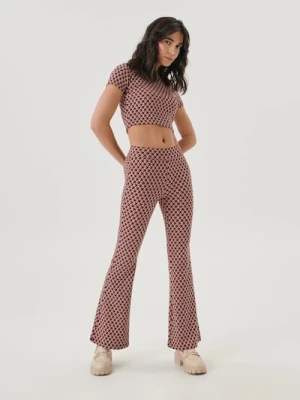 Sinsay - Spodnie flare high waist - czarny