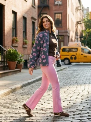 Sinsay - Spodnie flare - różowy