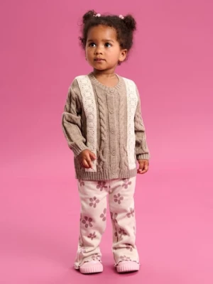 Sinsay - Spodnie flare w kwiaty - kremowy