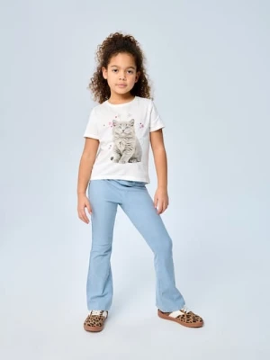 Sinsay - Spodnie flare z efektem sprania - niebieski