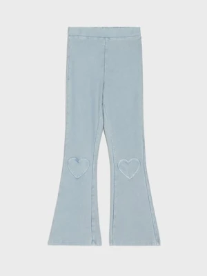 Sinsay - Spodnie flare z efektem sprania - niebieski