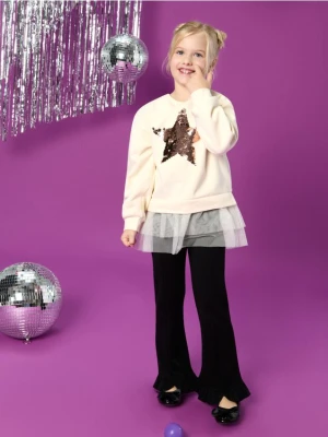 Sinsay - Spodnie flare z ozdobnymi falbankami - czarny