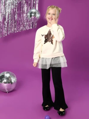 Sinsay - Spodnie flare z ozdobnymi falbankami - czarny