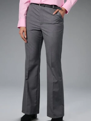 Sinsay - Spodnie flare z paskiem - szary