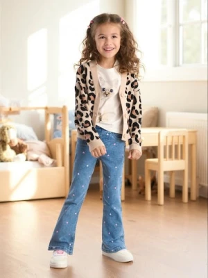 Sinsay - Spodnie flare ze wzorkiem - niebieski