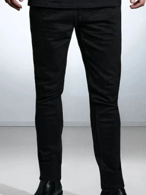 Sinsay - Spodnie jeansowe chino slim fit - czarny