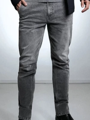 Sinsay - Spodnie jeansowe chino slim fit - szary