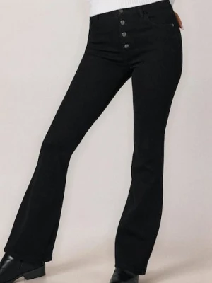 Sinsay - Spodnie jeansowe flare - czarny