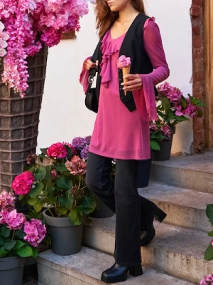 Sinsay - Spodnie jeansowe flare - czarny