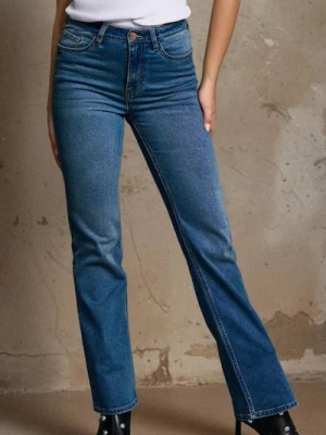 Sinsay - Spodnie jeansowe flare - granatowy