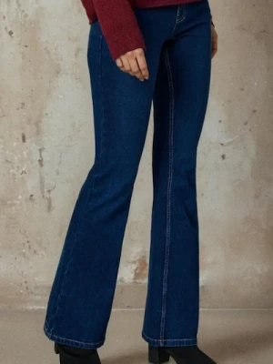 Sinsay - Spodnie jeansowe flare - granatowy
