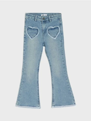 Sinsay - Spodnie jeansowe flare - niebieski