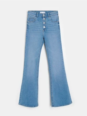 Sinsay - Spodnie jeansowe flare - niebieski