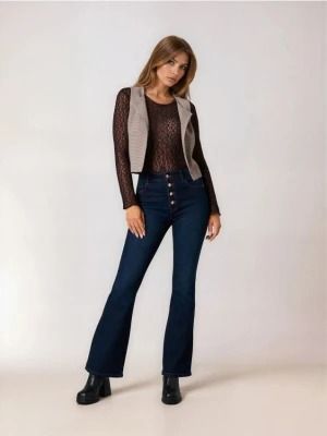 Sinsay - Spodnie jeansowe flare - niebieski