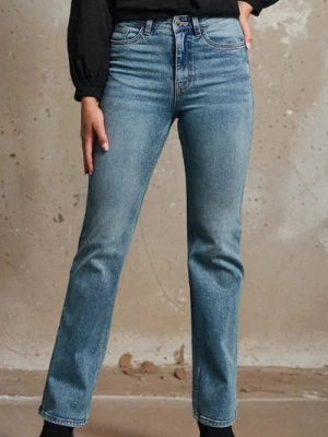 Sinsay - Spodnie jeansowe flare - niebieski