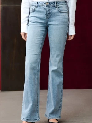 Sinsay - Spodnie jeansowe flare - niebieski