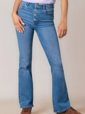 Sinsay - Spodnie jeansowe flare - niebieski