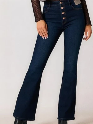 Sinsay - Spodnie jeansowe flare - niebieski