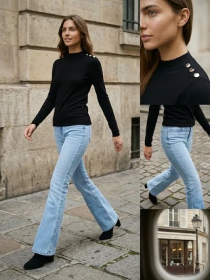 Sinsay - Spodnie jeansowe flare - niebieski