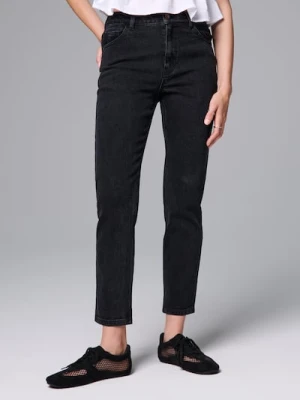 Sinsay - Spodnie jeansowe mom comfort fit - czarny