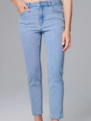 Sinsay - Spodnie jeansowe mom comfort fit - niebieski