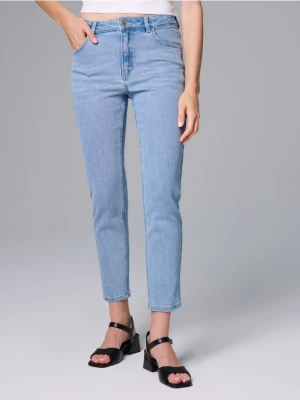 Sinsay - Spodnie jeansowe mom fit - niebieski