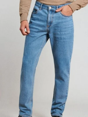 Sinsay - Spodnie jeansowe regular fit - niebieski