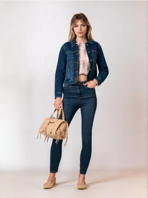 Sinsay - Spodnie jeansowe skinny - granatowy