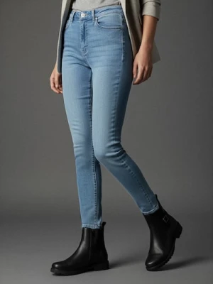 Sinsay - Spodnie jeansowe skinny - niebieski