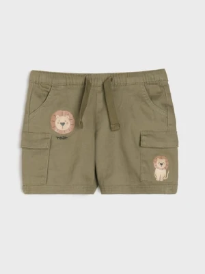 Sinsay - Spodnie jeansowe z kieszeniami cargo - khaki