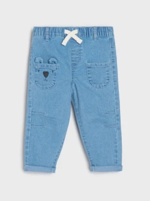 Sinsay - Spodnie jeansowe z kieszeniami - niebieski