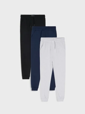 Sinsay - Spodnie jogger basic 3 pack - granatowy